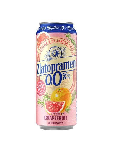 Zlatopramen Radler grapefruit + rozmarn 0,0% 0,5 l