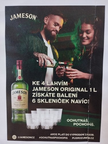 Jameson 40% 4 x 1 l + 6 x sklo
