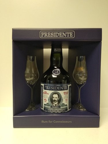 Presidente 15 let 40% 0,7 l + 2 skleniky