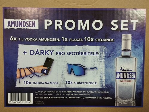 Amundsen 37,5% 6 x 1 l + promo (10x slunen brle, 10x rka na mobil, 1x plakt, 10x stojnek na