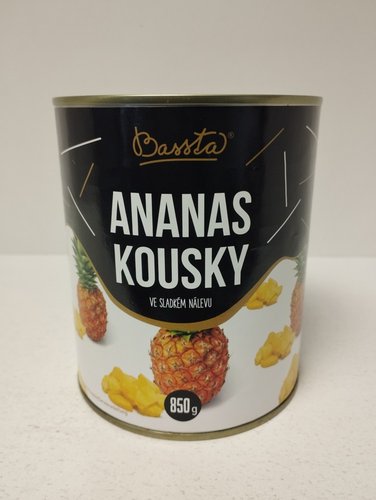 Ananas kousky ve sladkm nlevu 850g Bassta