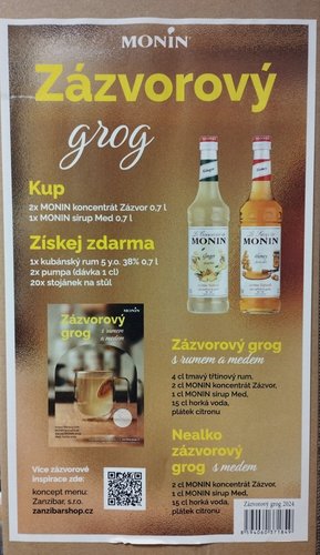 Monin set Zzvorov grog (2x Monin Zzvor 0,7 l + 1x Monin Med 0,7 l + 1x Ron Mulata de Cuba 5 Aejo
