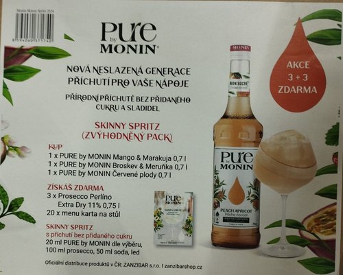 Monin Skinny Spritz set (1x Monin mango &amp; marakuja 0,7 l, 1x Monin broskev &amp; meruka 0,7 l, 1x Monin